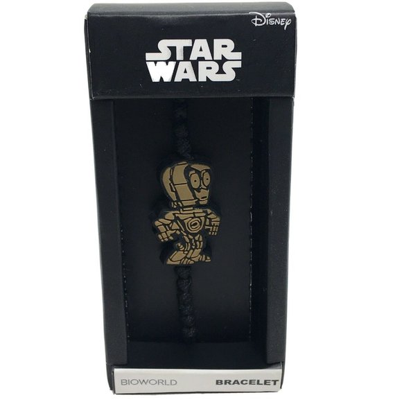 Star Wars C-3PO Bracelet Adjustable Bioworld Disney Lucas Films Black Cord New - Picture 1 of 12